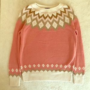. Talbots Pink, White, and Gold Lambwool Sweater